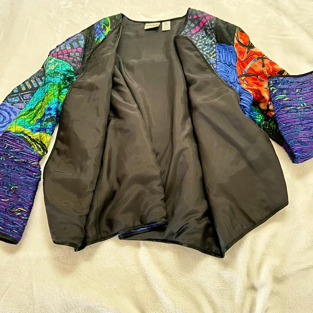 Silk Patchwork Quilted Open Jacket - image 3